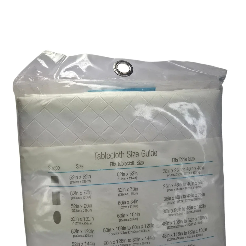 Quilted Flannel Back Table Pad Protect 52 x 108 Oblong Vinyl White Customizable